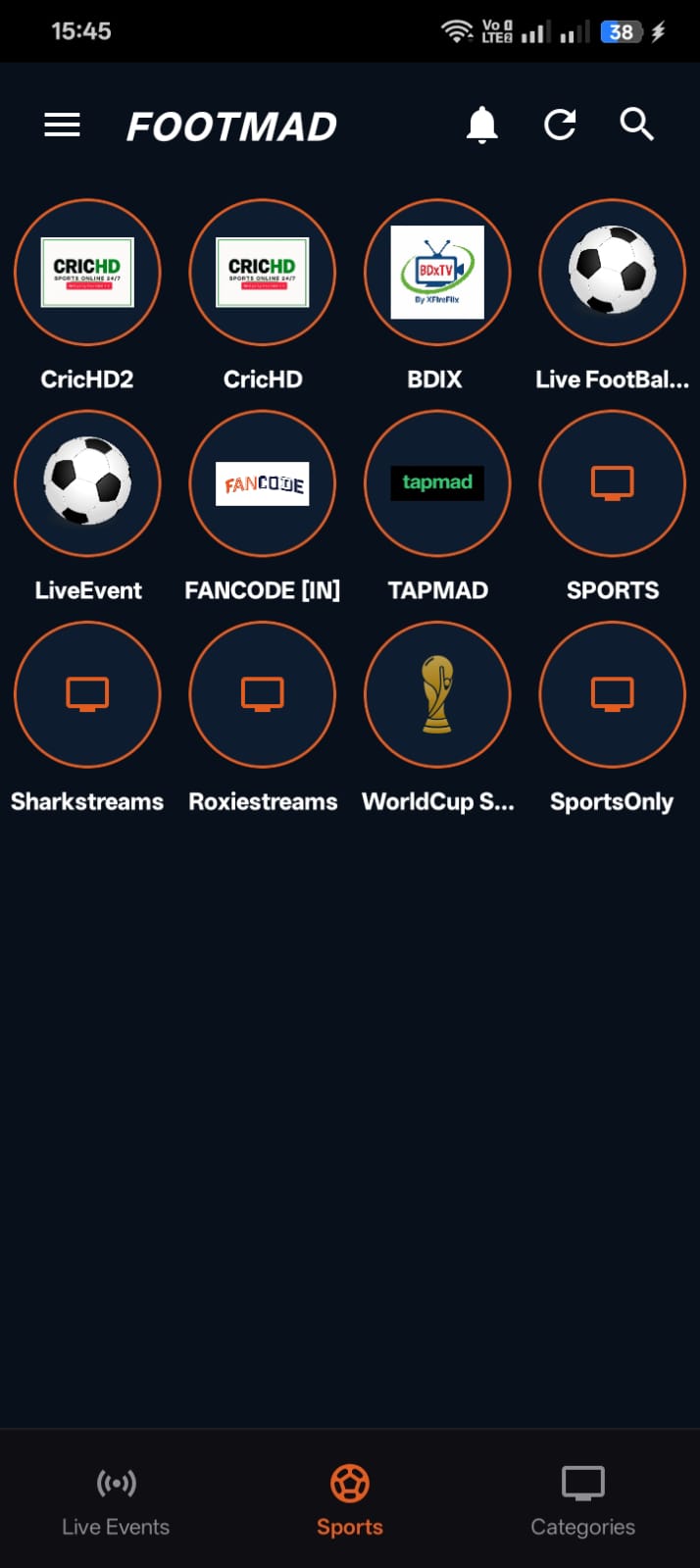 FootMad App Screen 2
